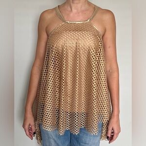 💕Custom‎ Designer Gold Mesh Couture Top Size S